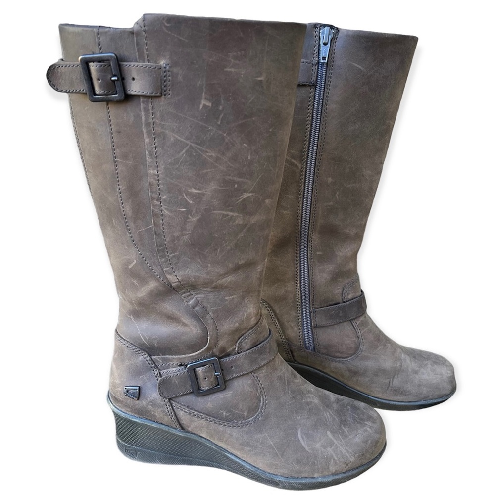 Keen Women’s Keen of Scots Brown Nubuck Leather Wedge Boots Sz 7.5